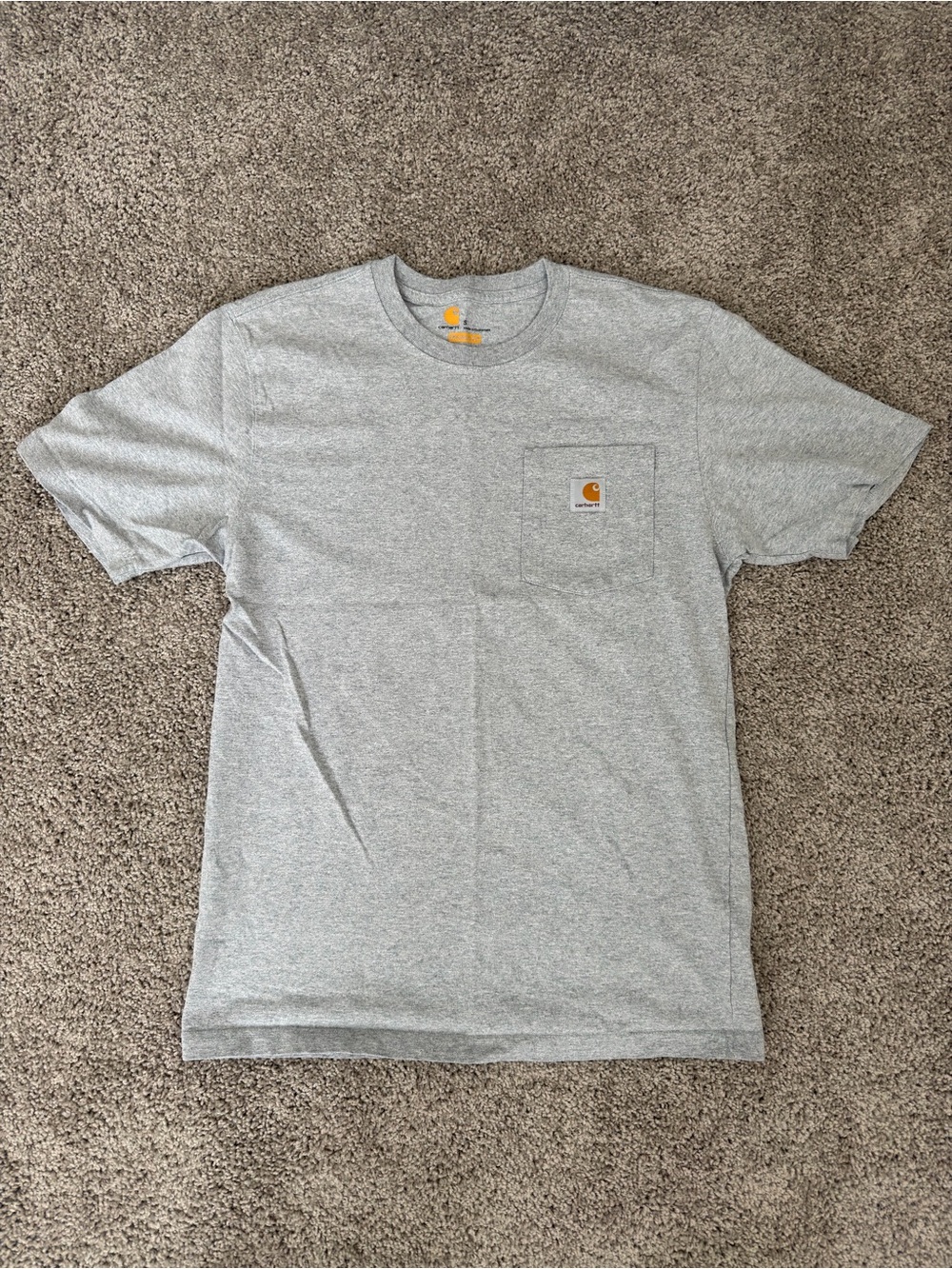 Carhartt Short Sleeve Heather Gray Pocket Tee with Logo Patch